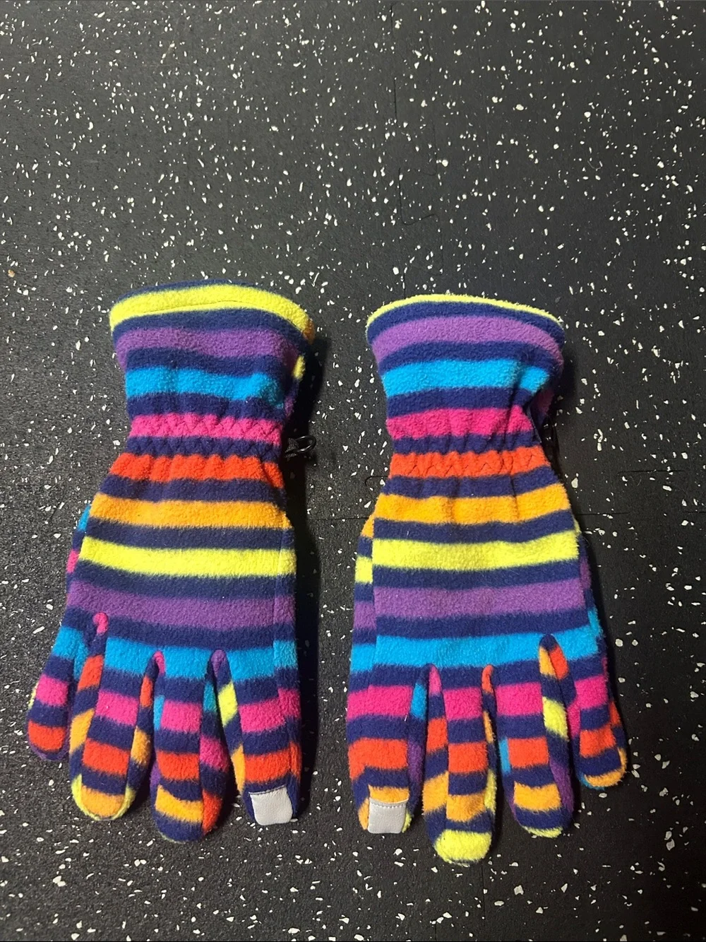Lands' End Kids Striped Fleece Mittens in Purple, Blue, Pink, Yellow, Orange